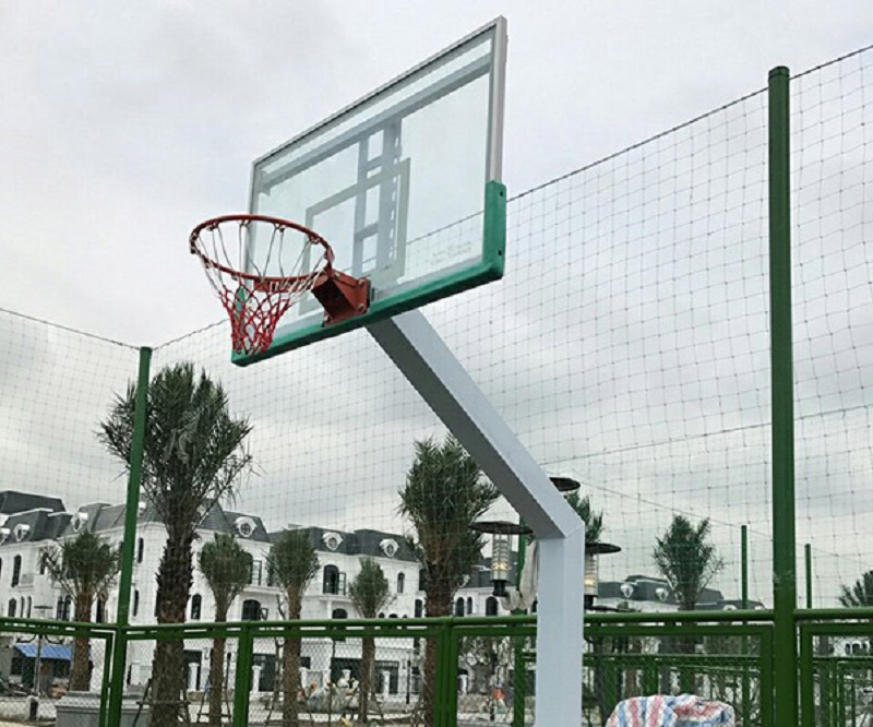 Thiết kế trụ bóng rổ cố định bảng kính cường lực bền bỉ chắc chắn