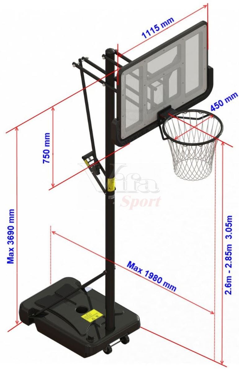 Kích thước trụ bóng rổ cao cấp Vifa 801818