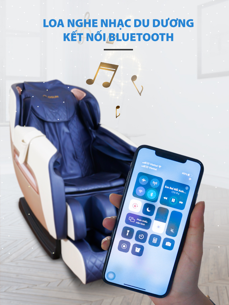 Nghe nhạc thỏa thích nhờ bluetooth của ghế massage toàn thân giá rẻ OSUN SK33